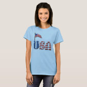 Amerikaanse brieven en Amerikaanse vlag T-shirt (Voorkant volledig)