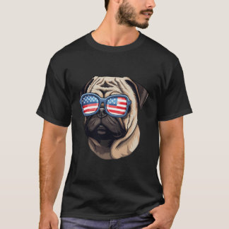 Amerikaanse bril Pug T-shirt