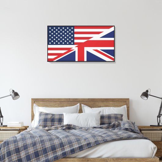 Amerikaanse - Britse gecombineerde vlag Canvas Afdruk (Insitu (Slaapkamer))