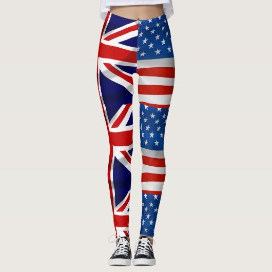 Amerikaanse Britse vlaggen Patriottisch Leggings (Voorkant)