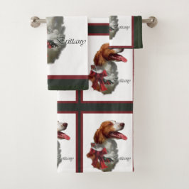 Amerikaanse Brittany Spaniel Kerstmis Bad Handdoek