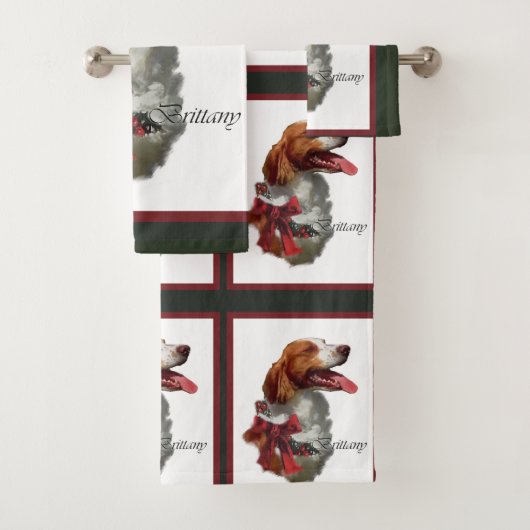 Amerikaanse Brittany Spaniel Kerstmis Bad Handdoek (Insitu)