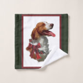 Amerikaanse Brittany Spaniel Kerstmis Bad Handdoek (Wasdoekje)