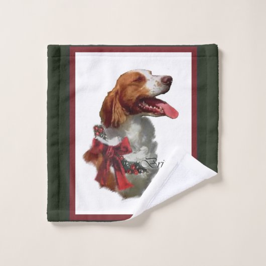 Amerikaanse Brittany Spaniel Kerstmis Bad Handdoek (Wasdoekje)