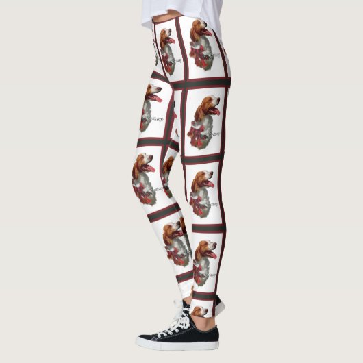 Amerikaanse Brittany Spaniel Kerstmis Leggings (Links)