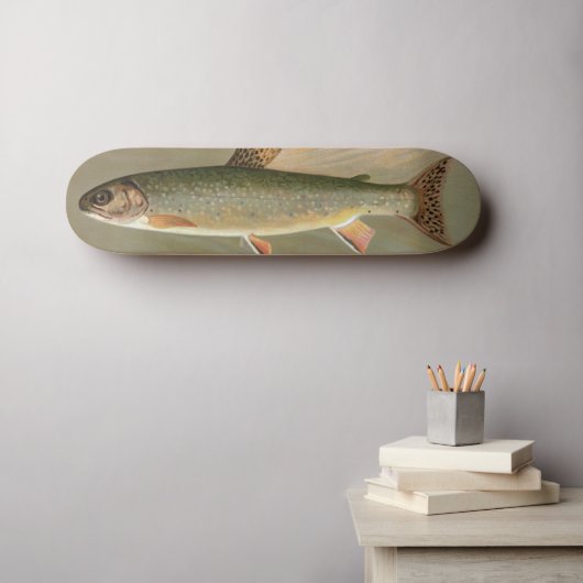 Amerikaanse Brook Trout Fish  Illustratie Persoonlijk Skateboard (Muurkunst (Horizontaal))