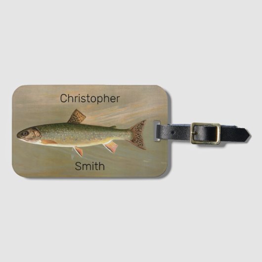 Amerikaanse Brook Trout Fish  Vist kunst Bagagelabel (Voorkant (horizontaal))