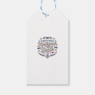Amerikaanse Bruid Patriotische Trouw Vector Design Cadeaulabel