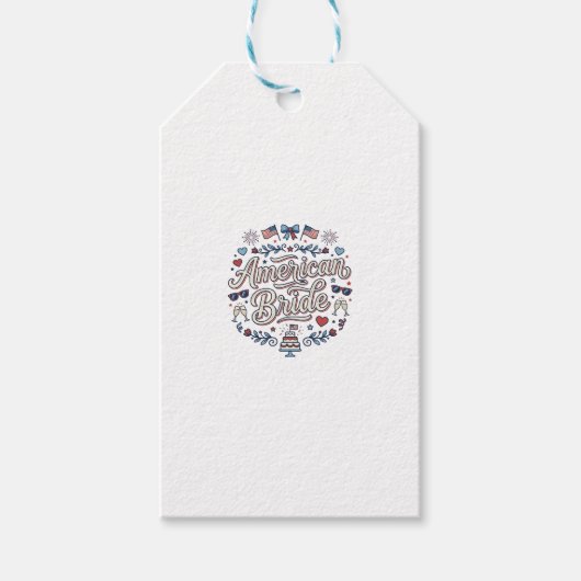 Amerikaanse Bruid Patriotische Trouw Vector Design Cadeaulabel (Voorkant)