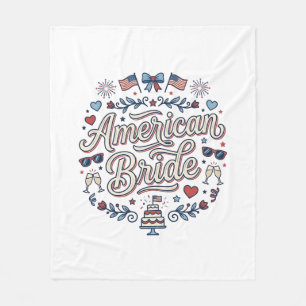 Amerikaanse Bruid Patriotische Trouw Vector Design Fleece Deken