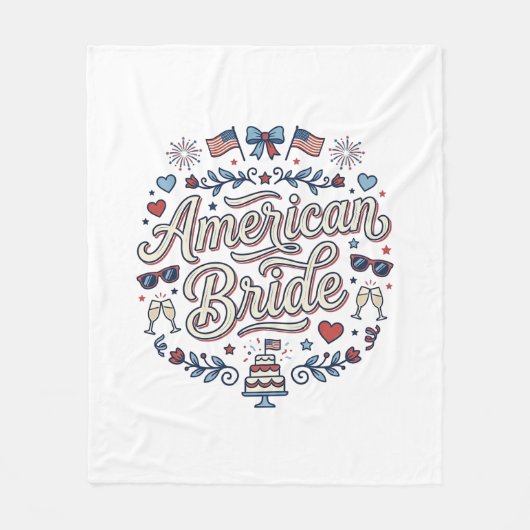 Amerikaanse Bruid Patriotische Trouw Vector Design Fleece Deken (Voorkant)