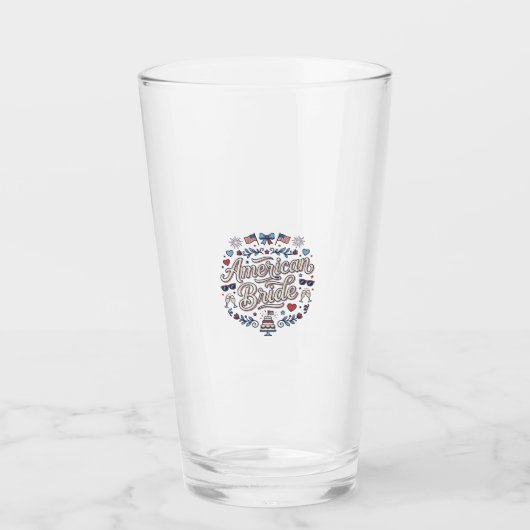 Amerikaanse Bruid Patriotische Trouw Vector Design Glas (Voorkant)