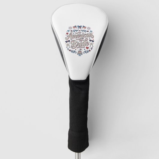 Amerikaanse Bruid Patriotische Trouw Vector Design Golfheadcover (Voorkant)
