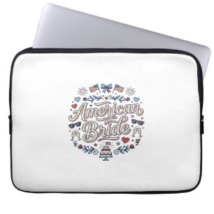 Amerikaanse Bruid Patriotische Trouw Vector Design Laptop Sleeve