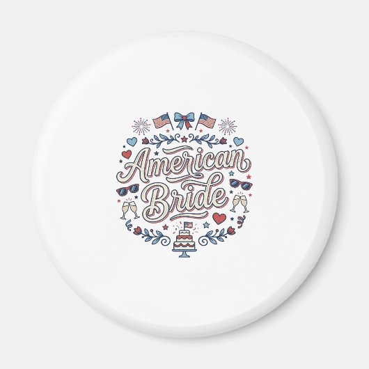 Amerikaanse Bruid Patriotische Trouw Vector Design Magneet (Voorkant)