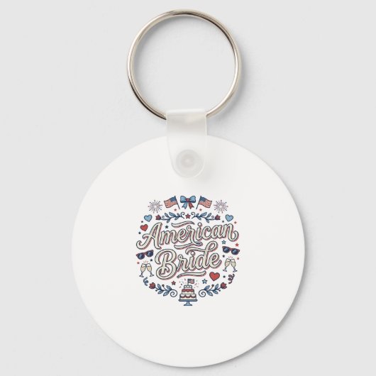 Amerikaanse Bruid Patriotische Trouw Vector Design Sleutelhanger (Voorkant)