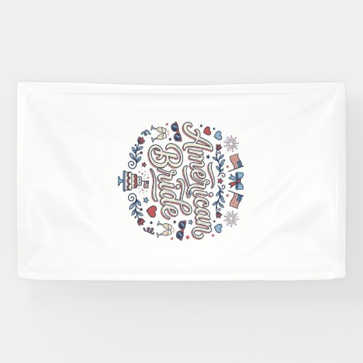 Amerikaanse Bruid Patriotische Trouw Vector Design Spandoek (Horizontaal)