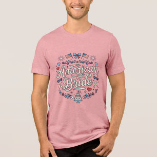 Amerikaanse Bruid Patriotische Trouw Vector Design Tri-Blend Shirt