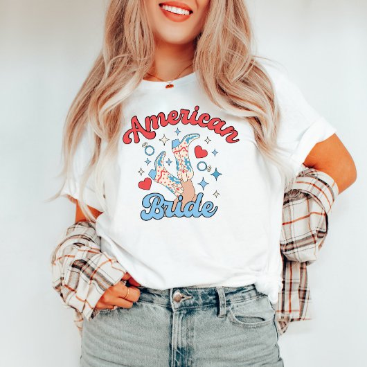 Amerikaanse Bruid Vier Juli Cowgirl Vrijgezellenfe T-shirt