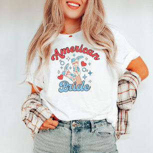Amerikaanse Bruid Vierde Juli Cowgirl Meisje-voor- T-shirt