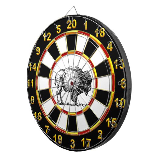 Amerikaanse Buffalo Bison een gouden folie verguld Dartbord (Voorkant Rechts)