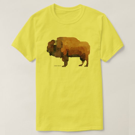 Amerikaanse Buffalo (Bison) Waterverf T-shirt (Design voorkant)