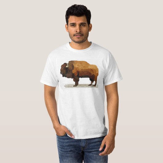 Amerikaanse Buffalo (Bison) Waterverf T-shirt (Voorkant volledig)