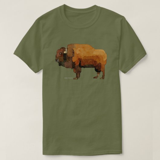 Amerikaanse Buffalo (Bison) Waterverf T-shirt (Design voorkant)