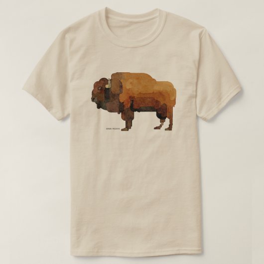 Amerikaanse Buffalo (Bison) Waterverf T-shirt (Design voorkant)