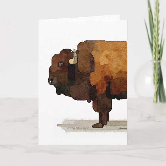 Amerikaanse Buffalo (Bison) Waterverf Wenskaart Kaart (Voorkant)
