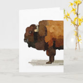 Amerikaanse Buffalo (Bison) Waterverf Wenskaart Kaart (Gele Bloem)
