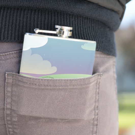 Amerikaanse Buffalo Bizon in een groen veld Heupfles (Voorbeeld)