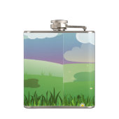 Amerikaanse Buffalo Bizon in een groen veld Heupfles (Achterkant)