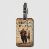 Amerikaanse buffel op een kaart bagagelabel (Voorkant (verticaal))