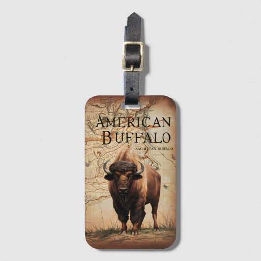 Amerikaanse buffel op een kaart bagagelabel (Voorkant (verticaal))