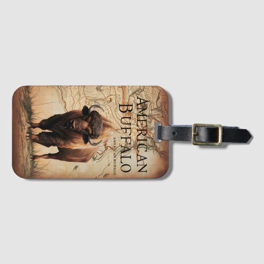 Amerikaanse buffel op een kaart bagagelabel (Voorkant (horizontaal))