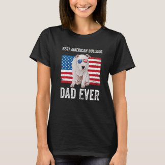 Amerikaanse buldog vader Amerikaanse vlag hond eig T-shirt