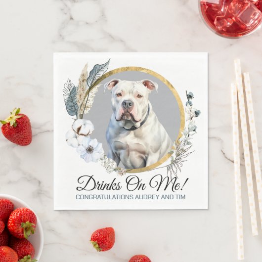 Amerikaanse Bulldog bruiloft servetten met honden  (Insitu)