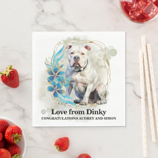 Amerikaanse Bulldog bruiloft servetten met honden  (Insitu)