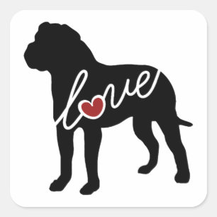 Amerikaanse Bulldog (Bully) Love Vierkante Sticker