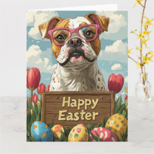 Amerikaanse Bulldog Easter Eggs Kaart