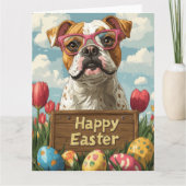 Amerikaanse Bulldog Easter Eggs Kaart (Voorkant)