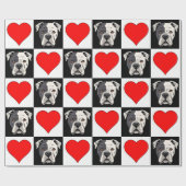 Amerikaanse Bulldog en Heart Pattern Hondenliefheb Cadeaupapier (Vlak)