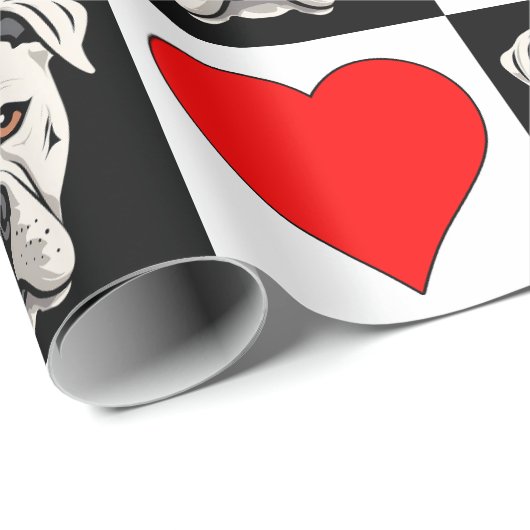Amerikaanse Bulldog en Heart Pattern Hondenliefheb Cadeaupapier (Rol Hoek)