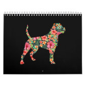 Amerikaanse Bulldog Flower Dog Silhouette Floral G Kalender (Hoes)
