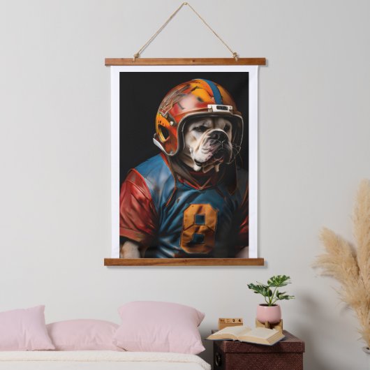 Amerikaanse Bulldog Football speler lederen helm Hangend Wandkleed (Slaapkamer)