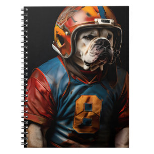 Amerikaanse Bulldog Football speler lederen helm Notitieboek