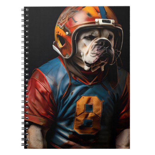 Amerikaanse Bulldog Football speler lederen helm Notitieboek (Voorkant)