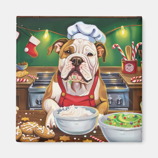 Amerikaanse Bulldog Holiday Baking: Feestelijke Ke Magneet (Voorkant)