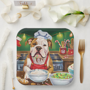 Amerikaanse Bulldog Holiday Baking: Feestelijke Ke Papieren Bordje
